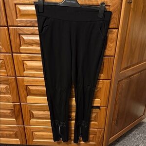 Black Leggings with Lace Hem